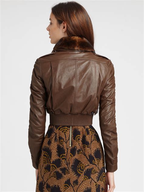 burberry leather jacket with fur|burberry bomber jacket women's.